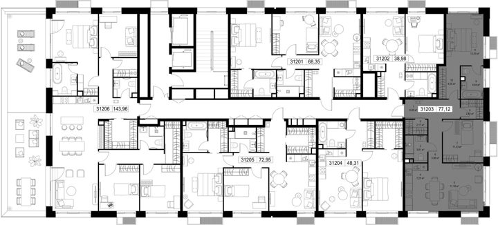 2-комнатная квартира, 77,1 м² — фото 3
