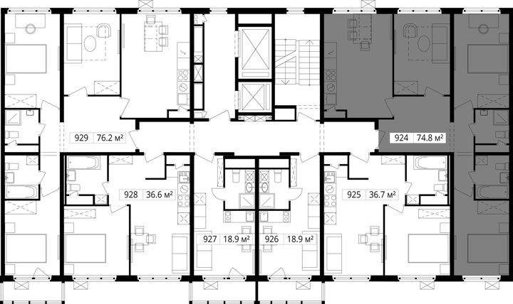 3-комнатная квартира, 74,8 м² — фото 2