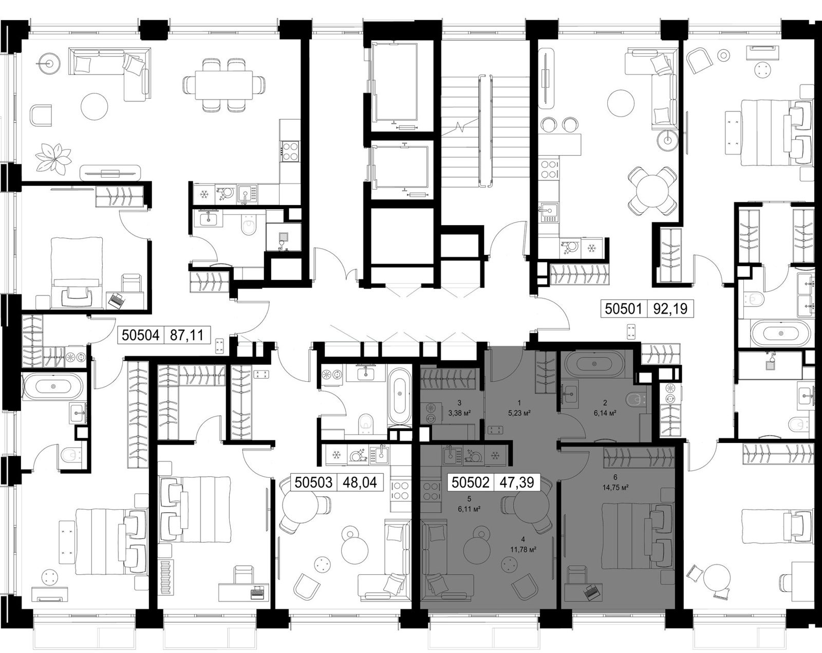 1-комнатная квартира, 47,4 м² — фото 2