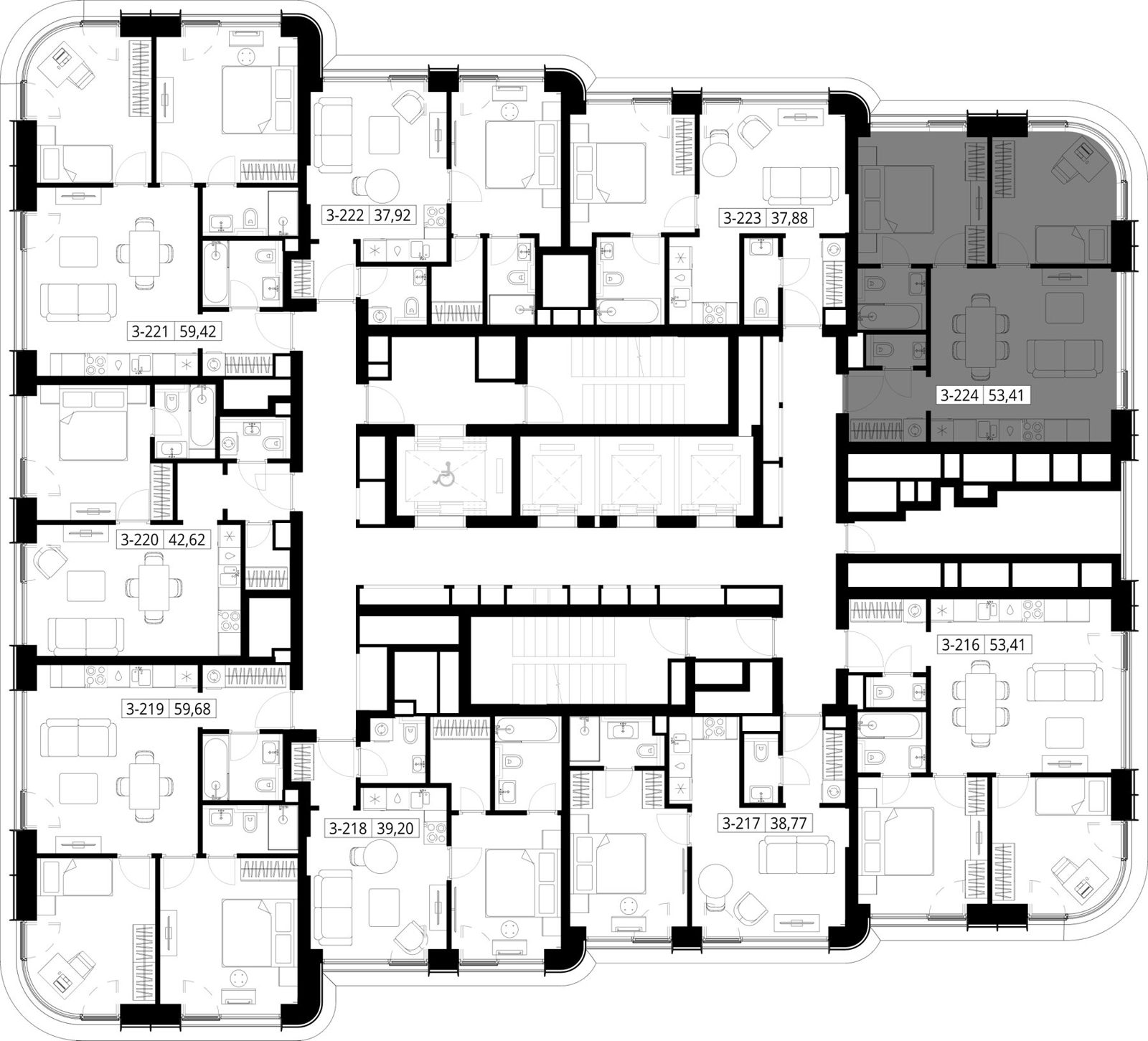2-комнатная квартира, 53,4 м² — фото 2