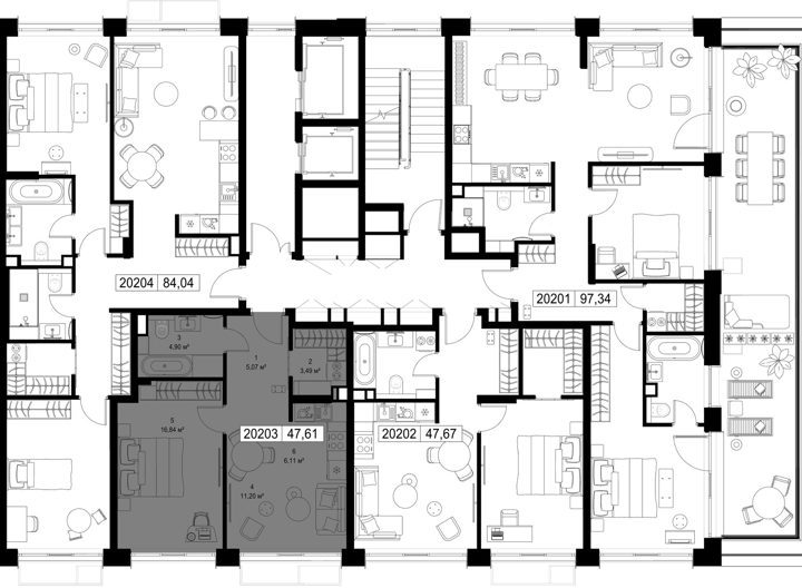 1-комнатная квартира, 47,6 м² — фото 2