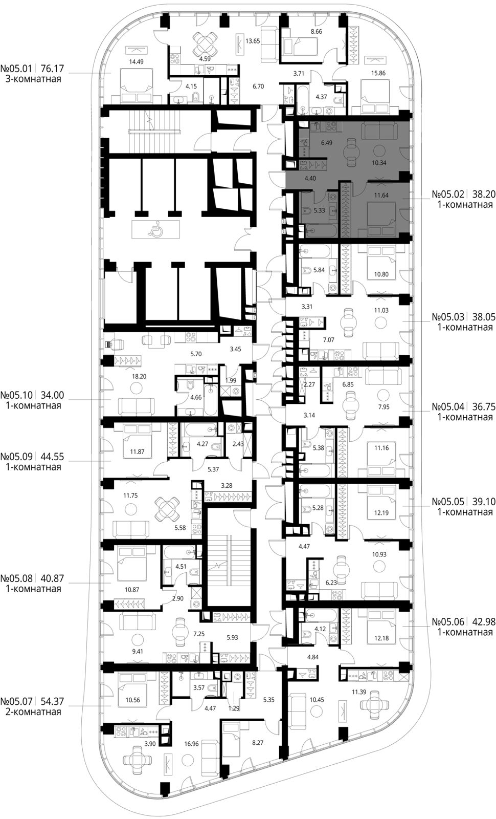 1-комнатная квартира, 38,2 м² — фото 2