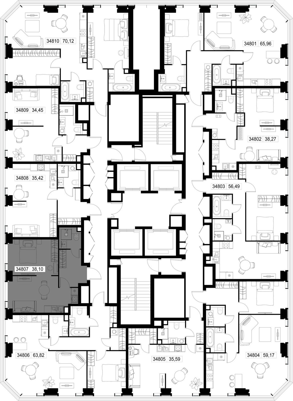 1-комнатная квартира, 38,1 м² — фото 3