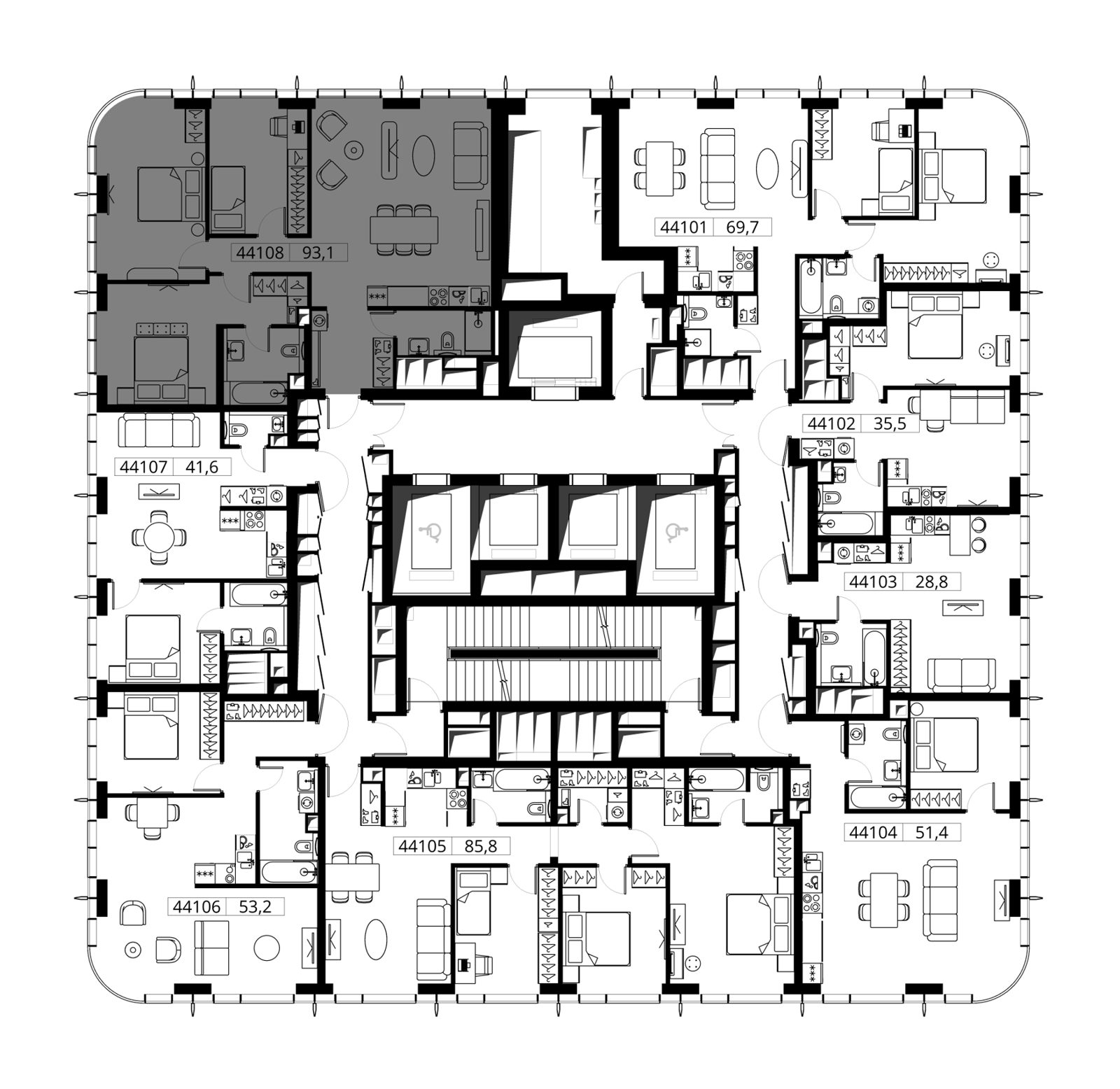 3-комнатная квартира, 93,1 м² — фото 2