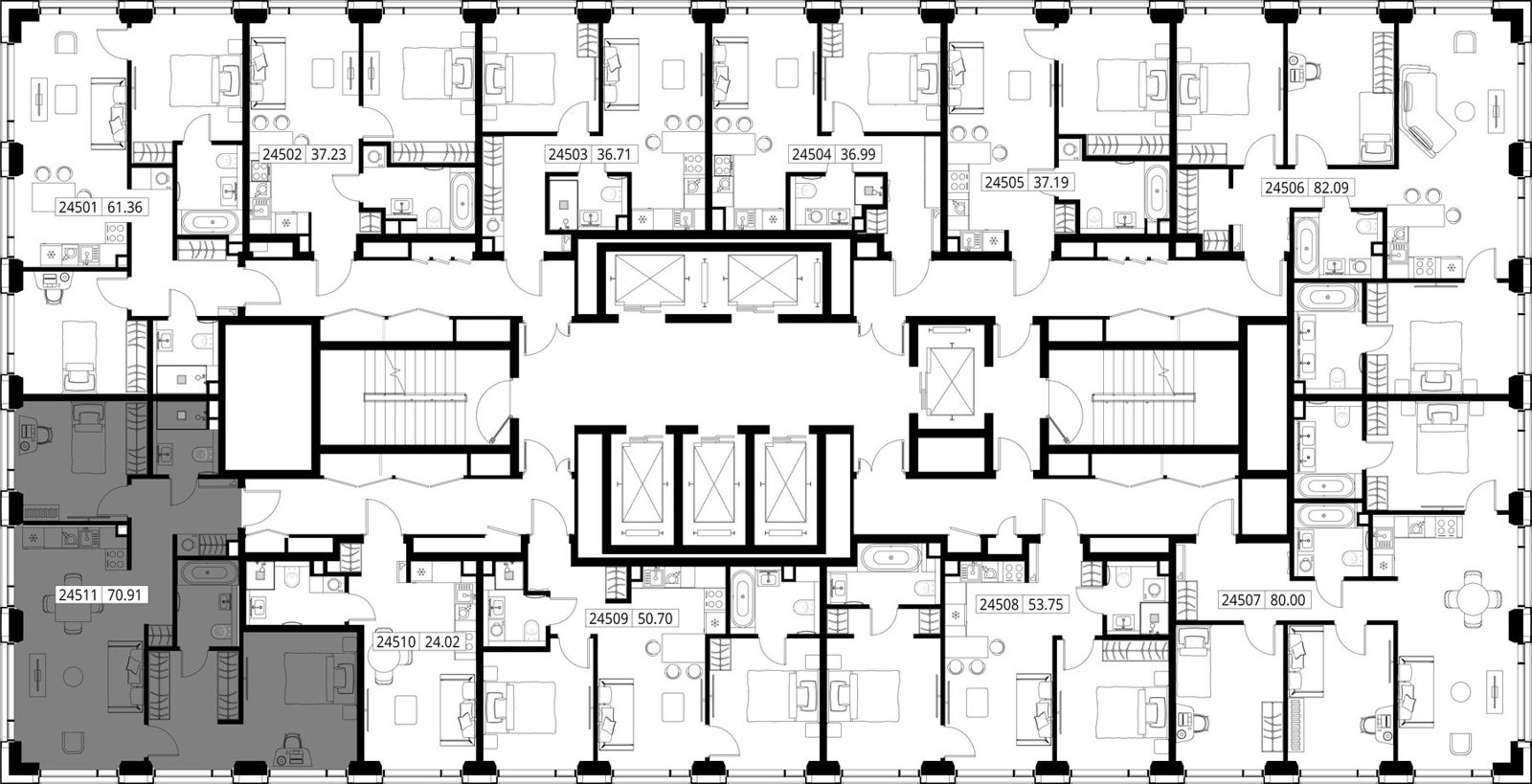 2-комнатная квартира, 70,9 м² — фото 2
