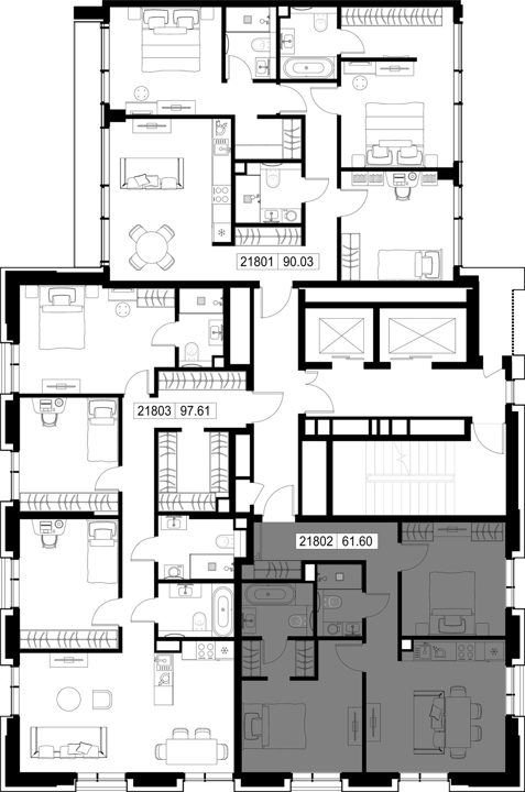 2-комнатная квартира, 61,6 м² — фото 2