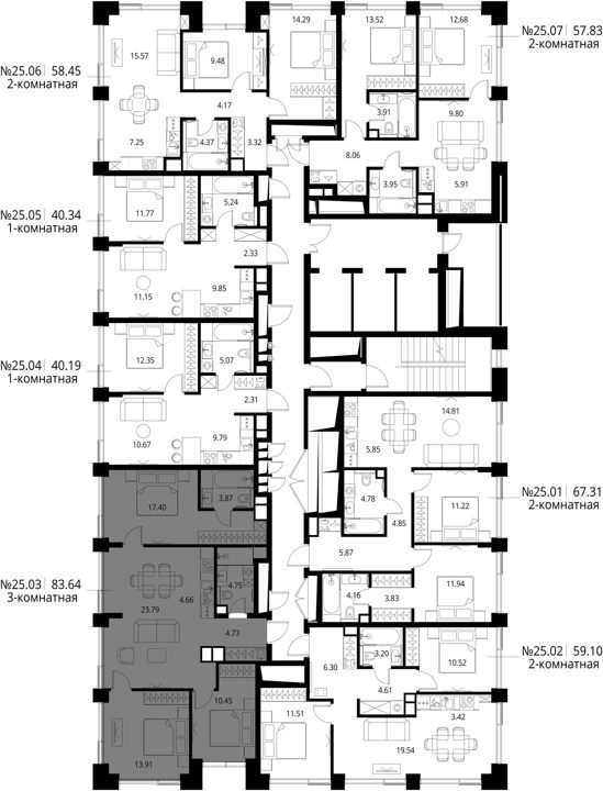 3-комнатная квартира, 83,6 м² — фото 2