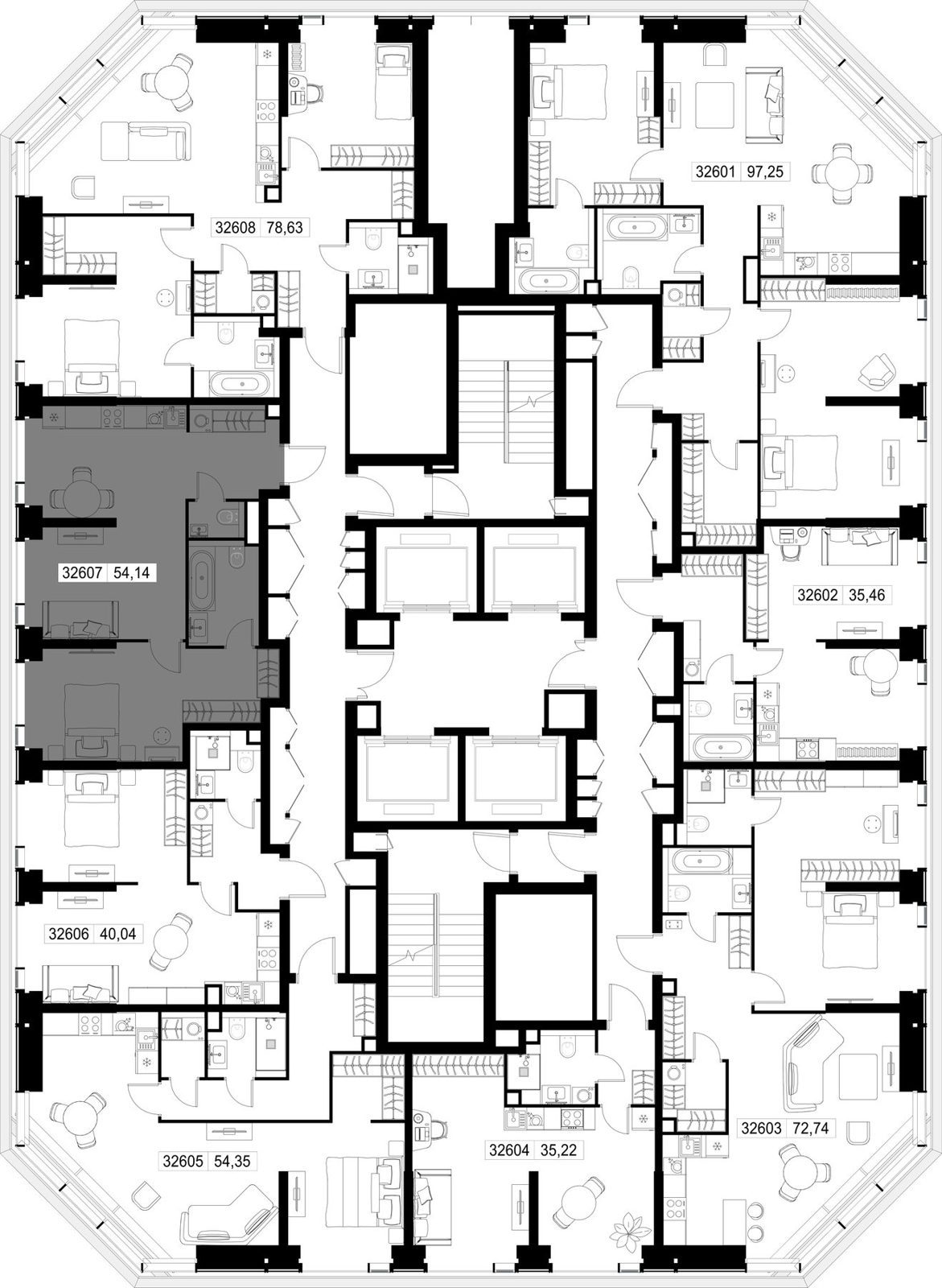 1-комнатная квартира, 54,1 м² — фото 2