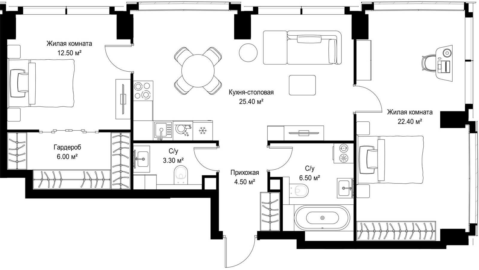 2-комнатная квартира, 80,6 м²