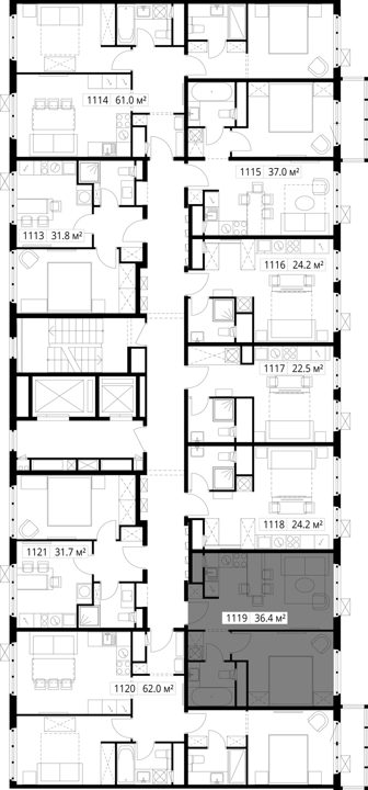 1-комнатная квартира, 36,4 м² — фото 2
