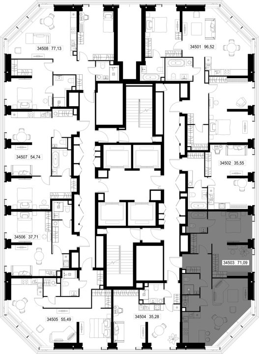 2-комнатная квартира, 71,1 м² — фото 3
