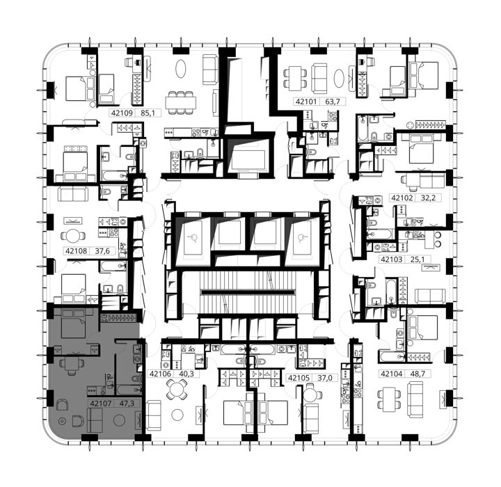 1-комнатная квартира, 47,3 м² — фото 2