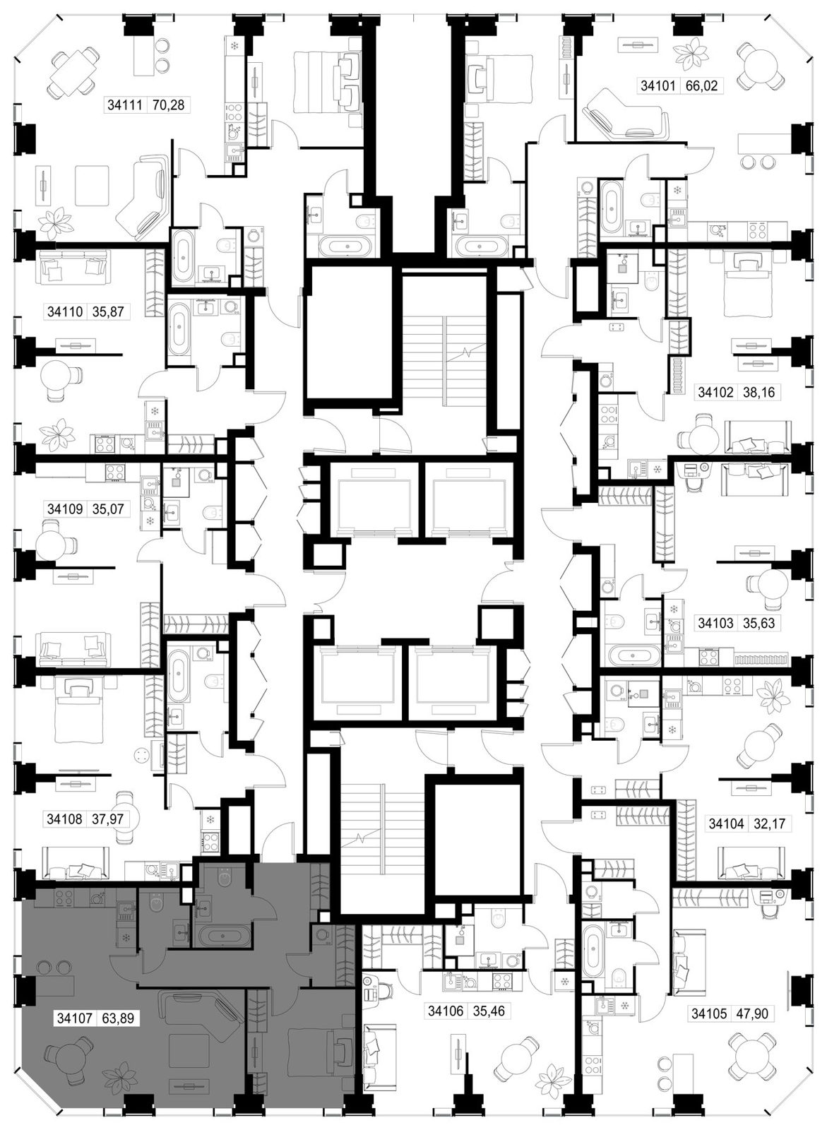 2-комнатная квартира, 63,9 м² — фото 3