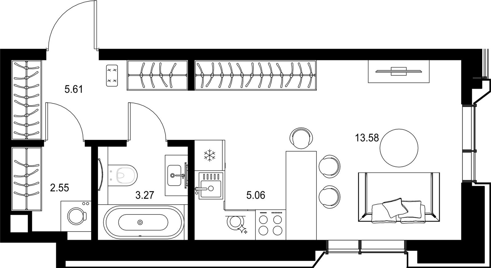 Квартира-студия, 30,1 м²