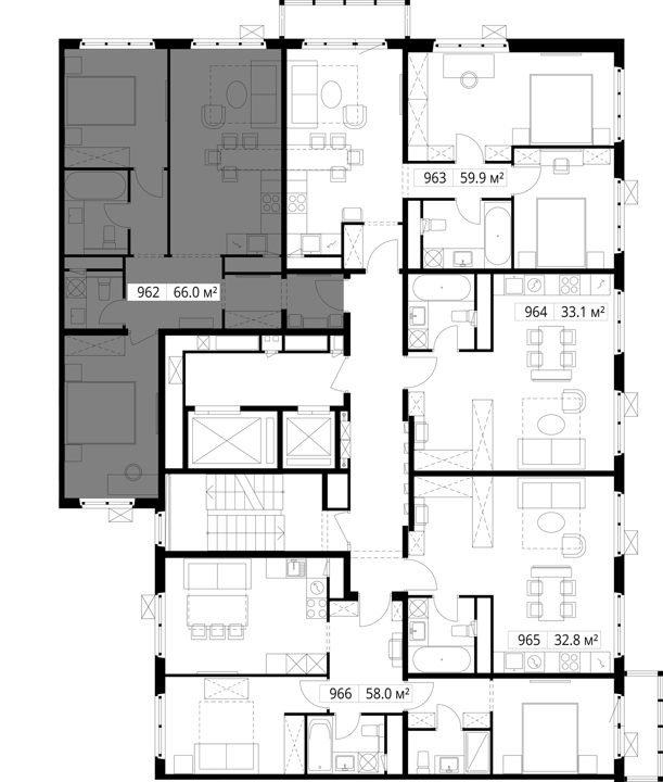 2-комнатная квартира, 66 м² — фото 2