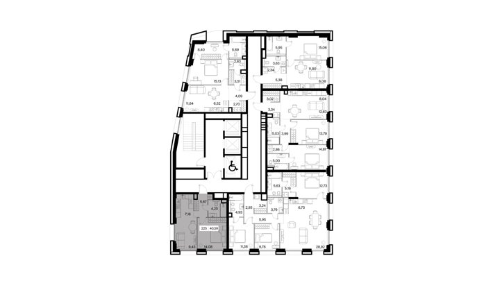 1-комнатная квартира, 40,6 м² — фото 2