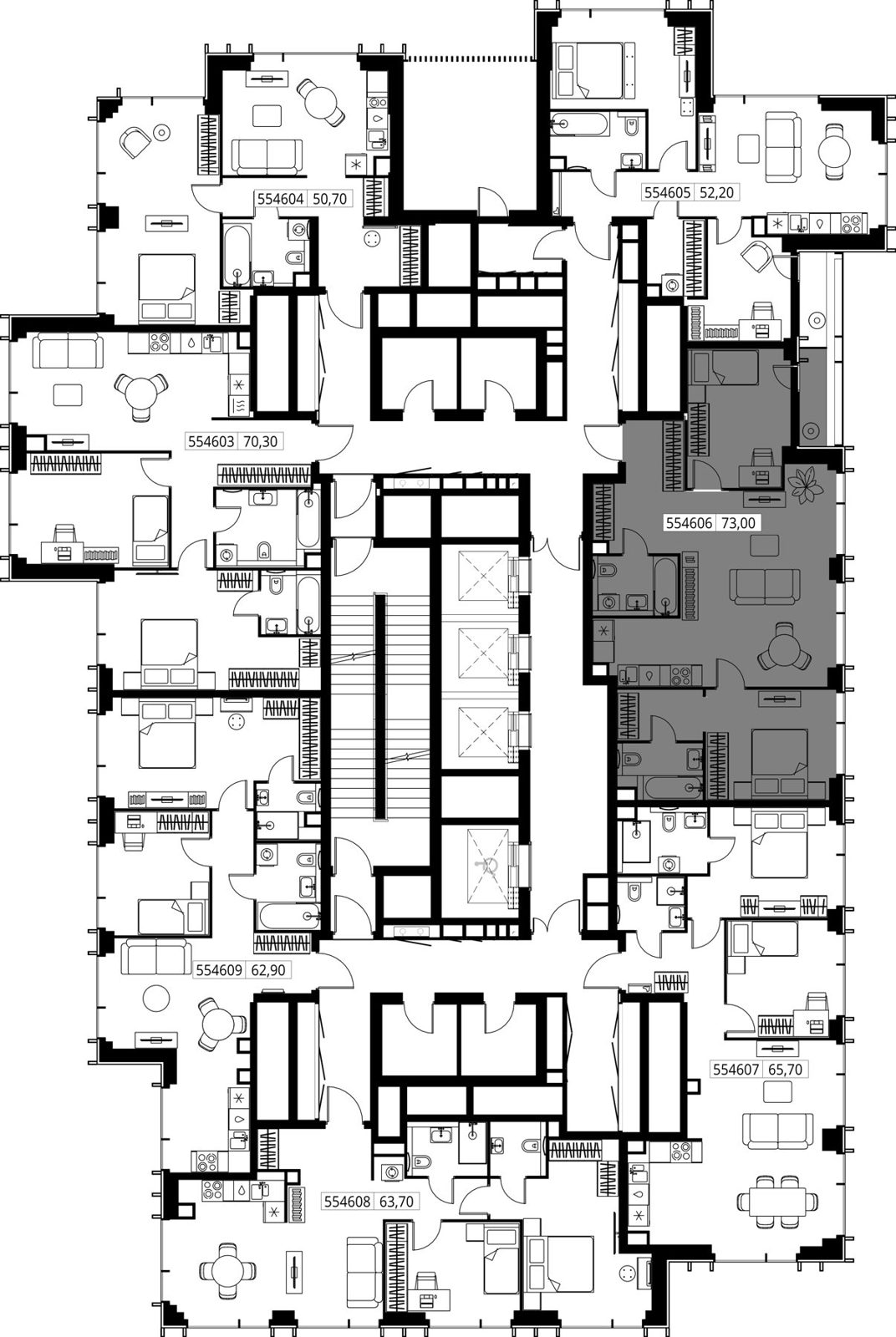 2-комнатная квартира, 73 м² — фото 2