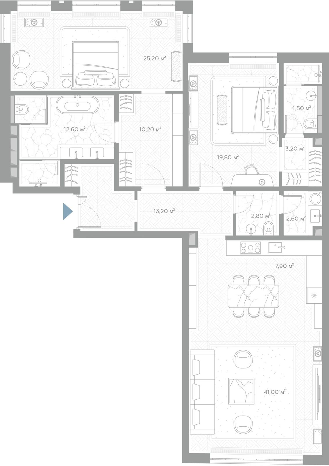 2-комнатная квартира, 143 м²