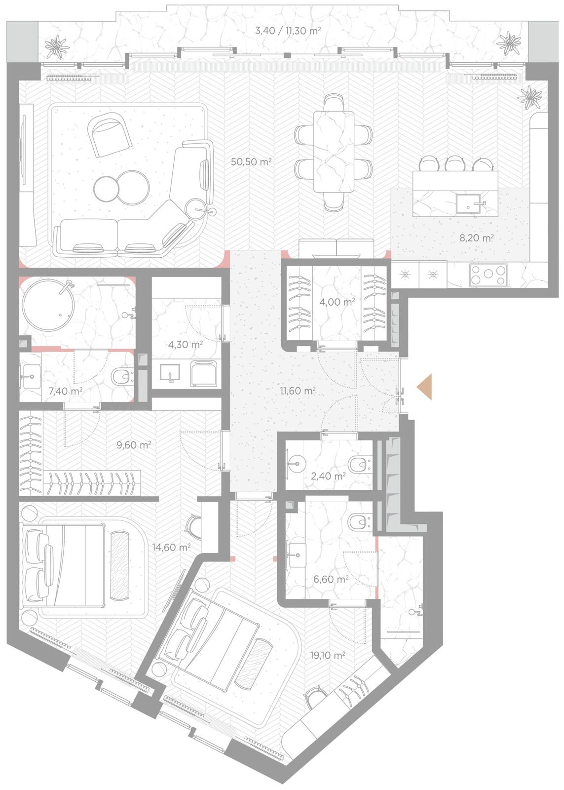 3-комнатная квартира, 141,1 м²