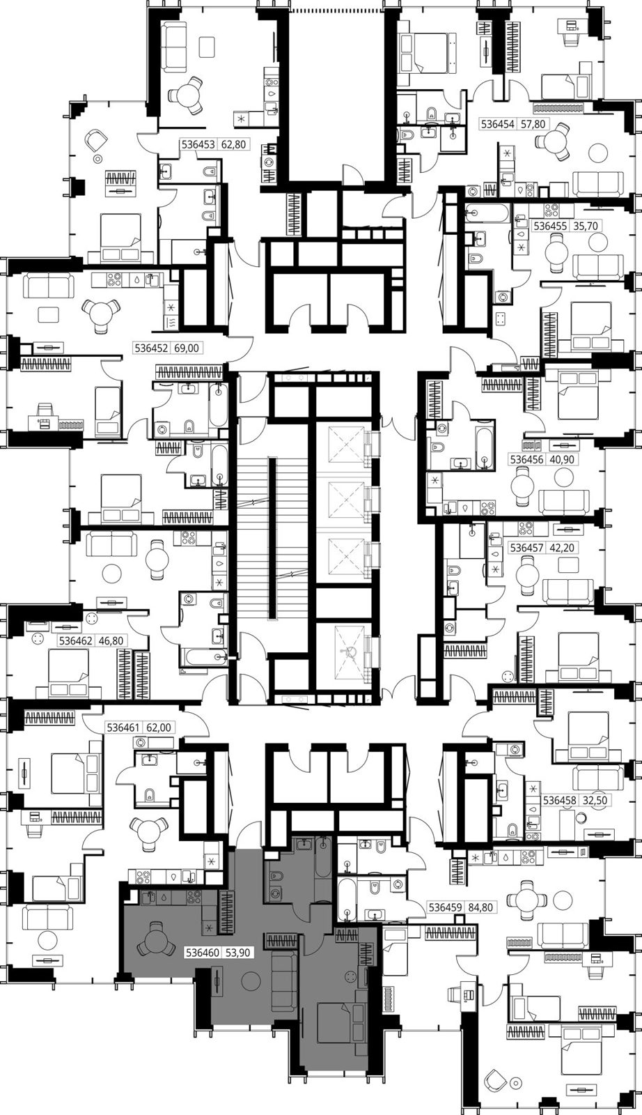 1-комнатная квартира, 53,9 м² — фото 2