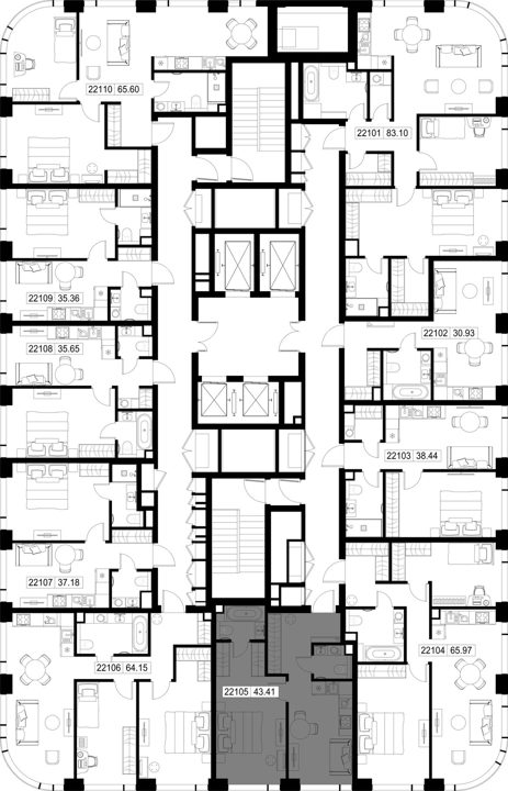 1-комнатная квартира, 43,4 м² — фото 2