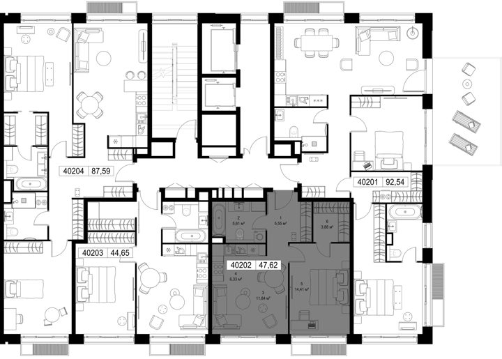 1-комнатная квартира, 47,6 м² — фото 2
