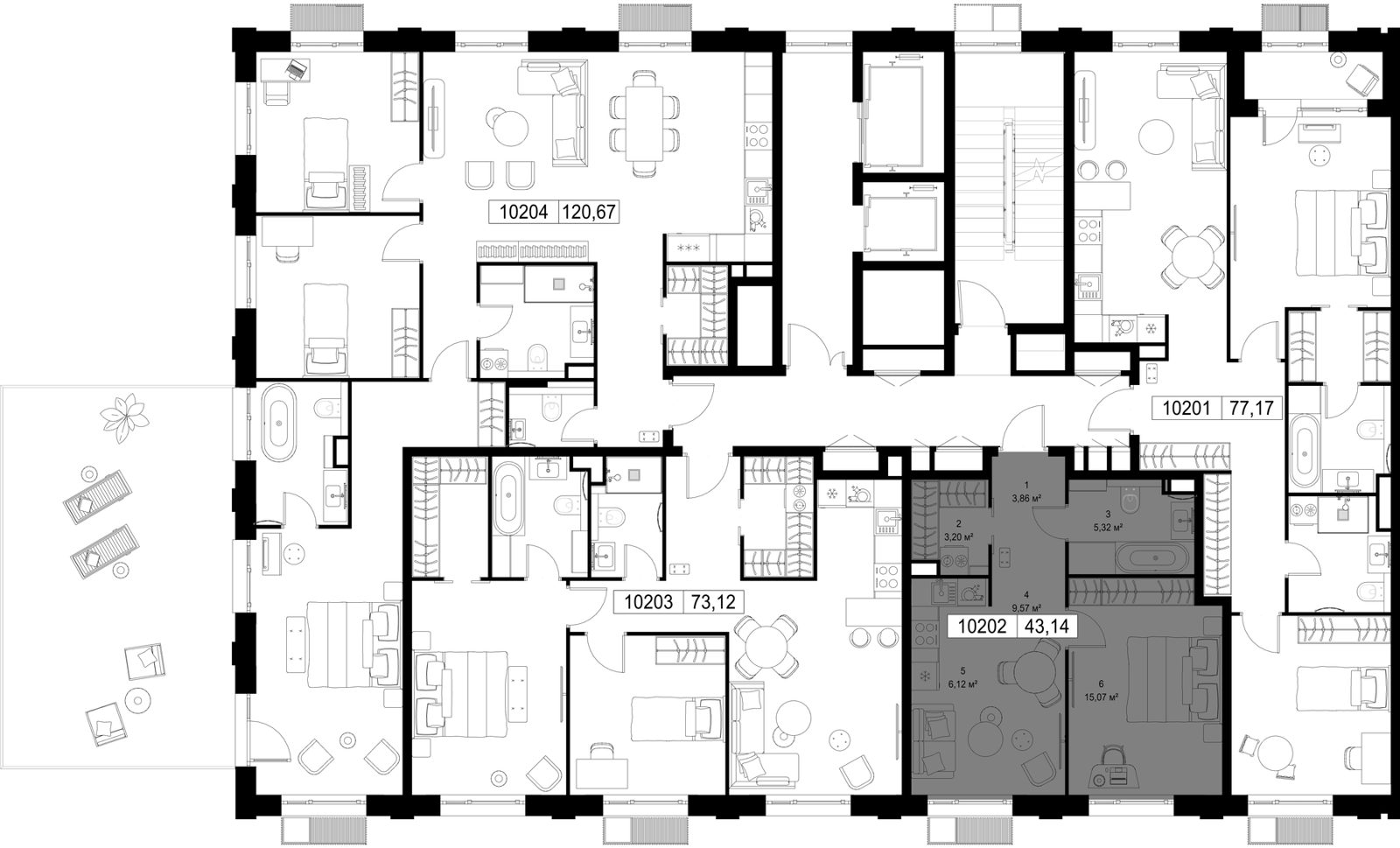 1-комнатная квартира, 43,1 м² — фото 2
