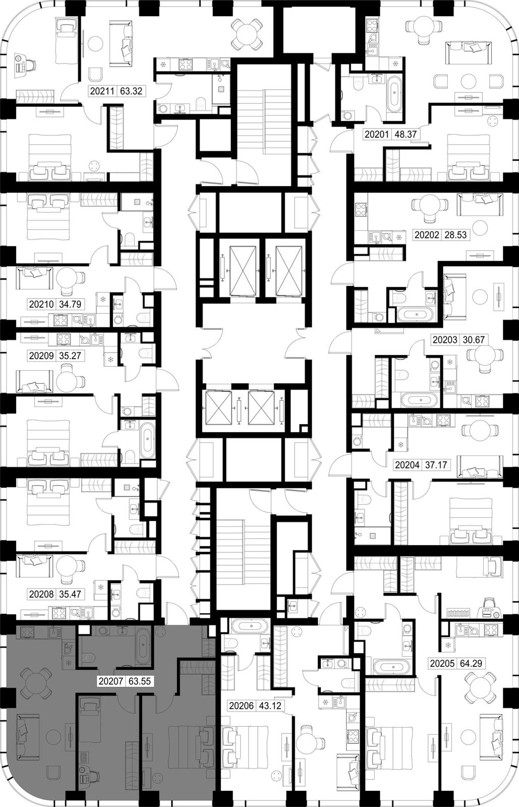 2-комнатная квартира, 63,5 м² — фото 2