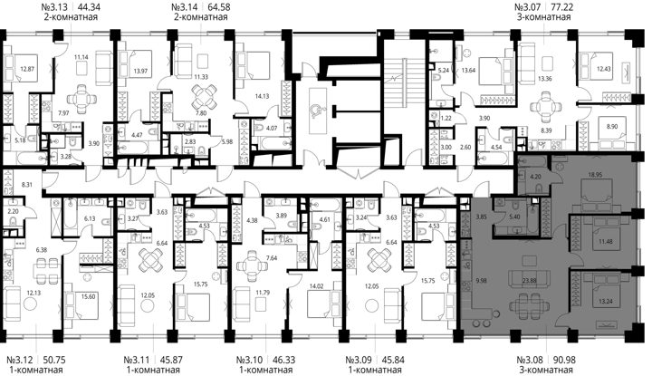 3-комнатная квартира, 91 м² — фото 2