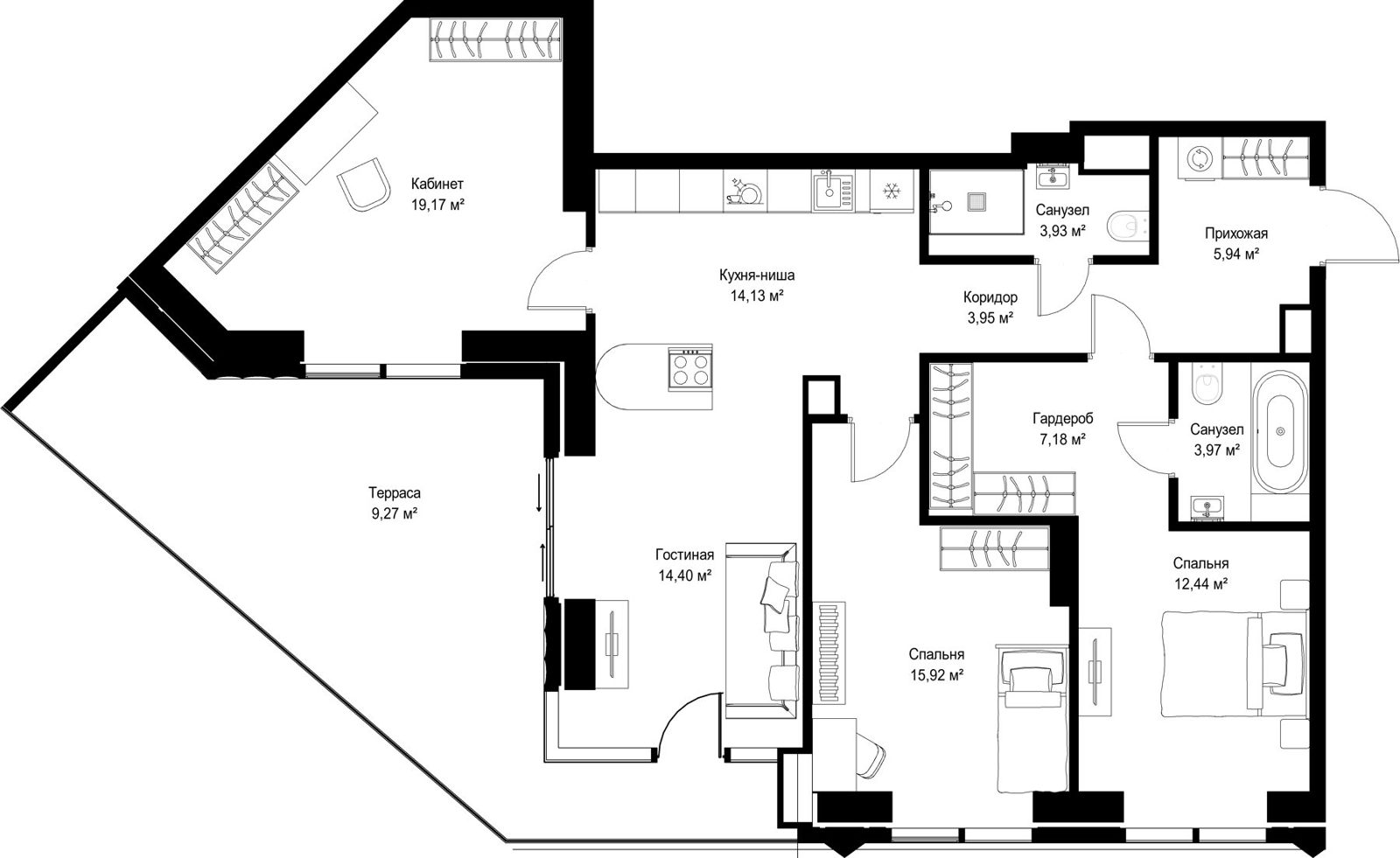 3-комнатная квартира, 110,3 м²