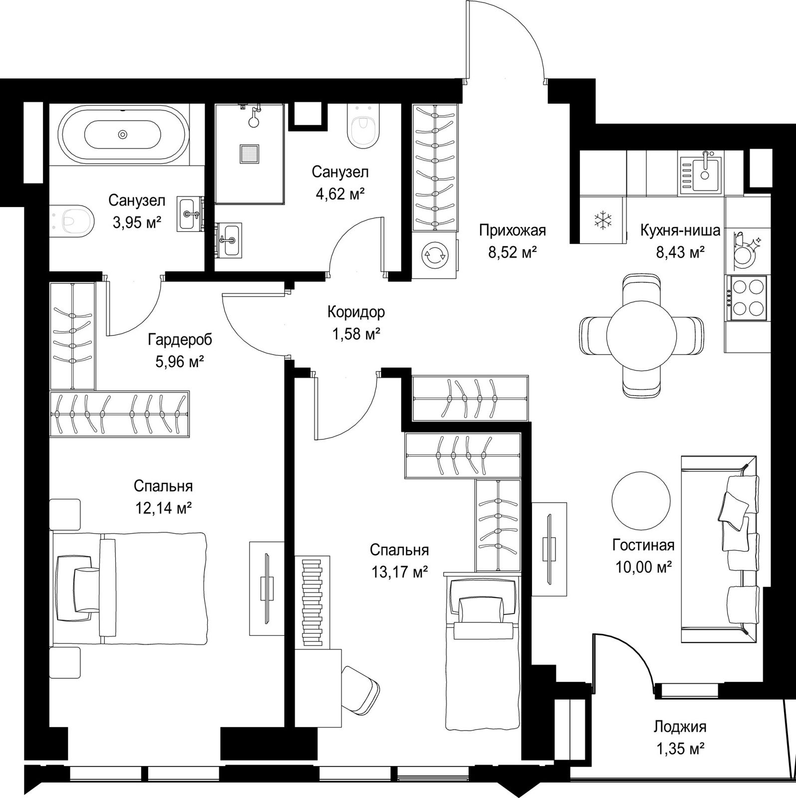 2-комнатная квартира, 69,7 м²