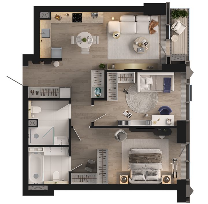 2-комнатная квартира, 69,7 м² — фото 2