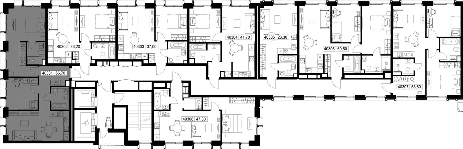 2-комнатная квартира, 66,7 м² — фото 2