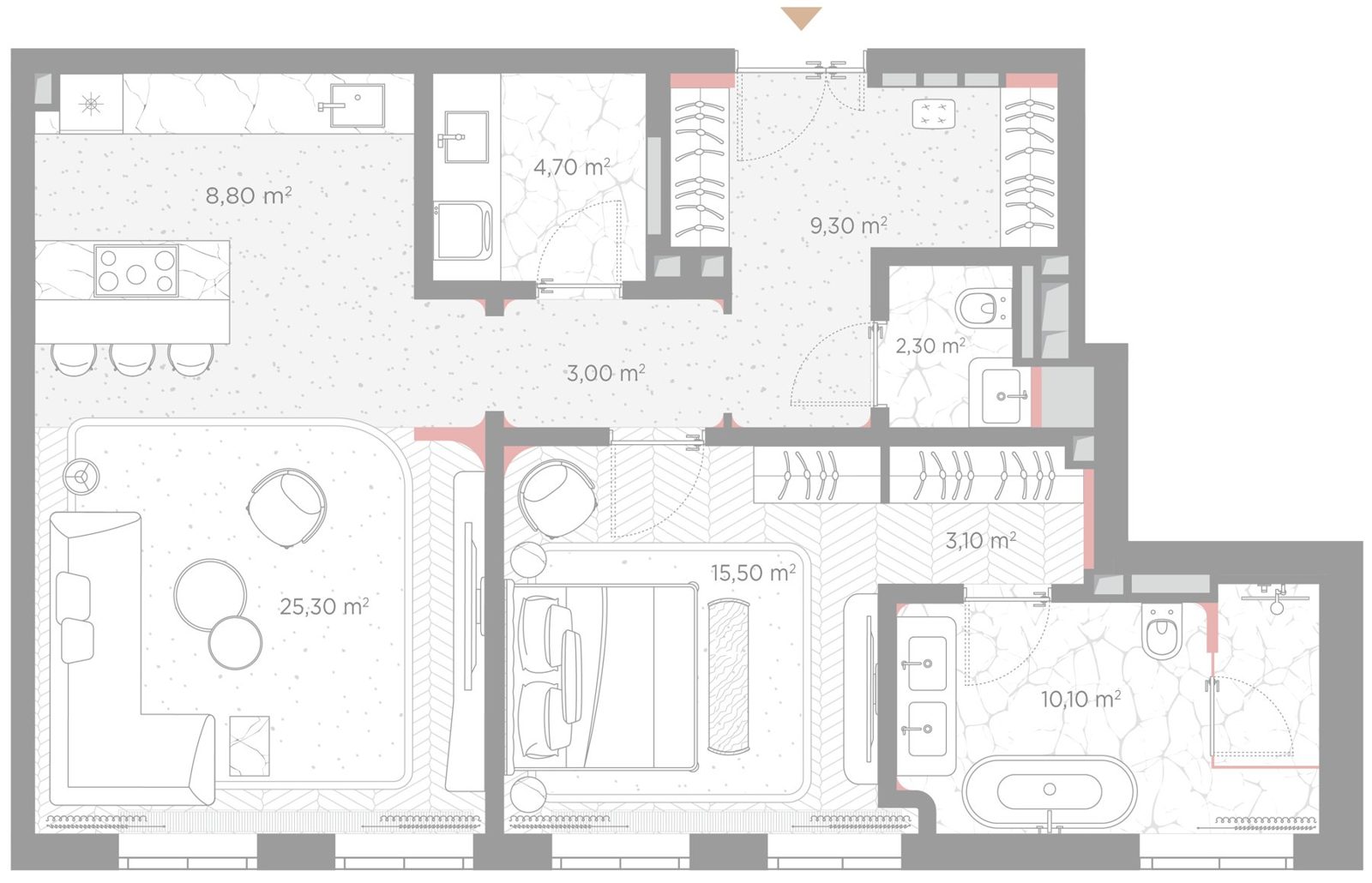 1-комнатная квартира, 82,1 м²