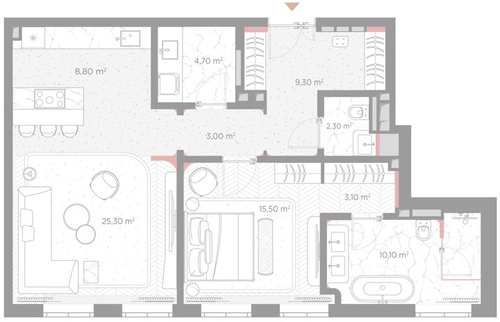 1-комнатная квартира, 82,1 м²
