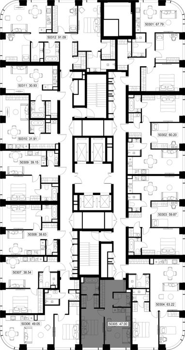 1-комнатная квартира, 47 м² — фото 2