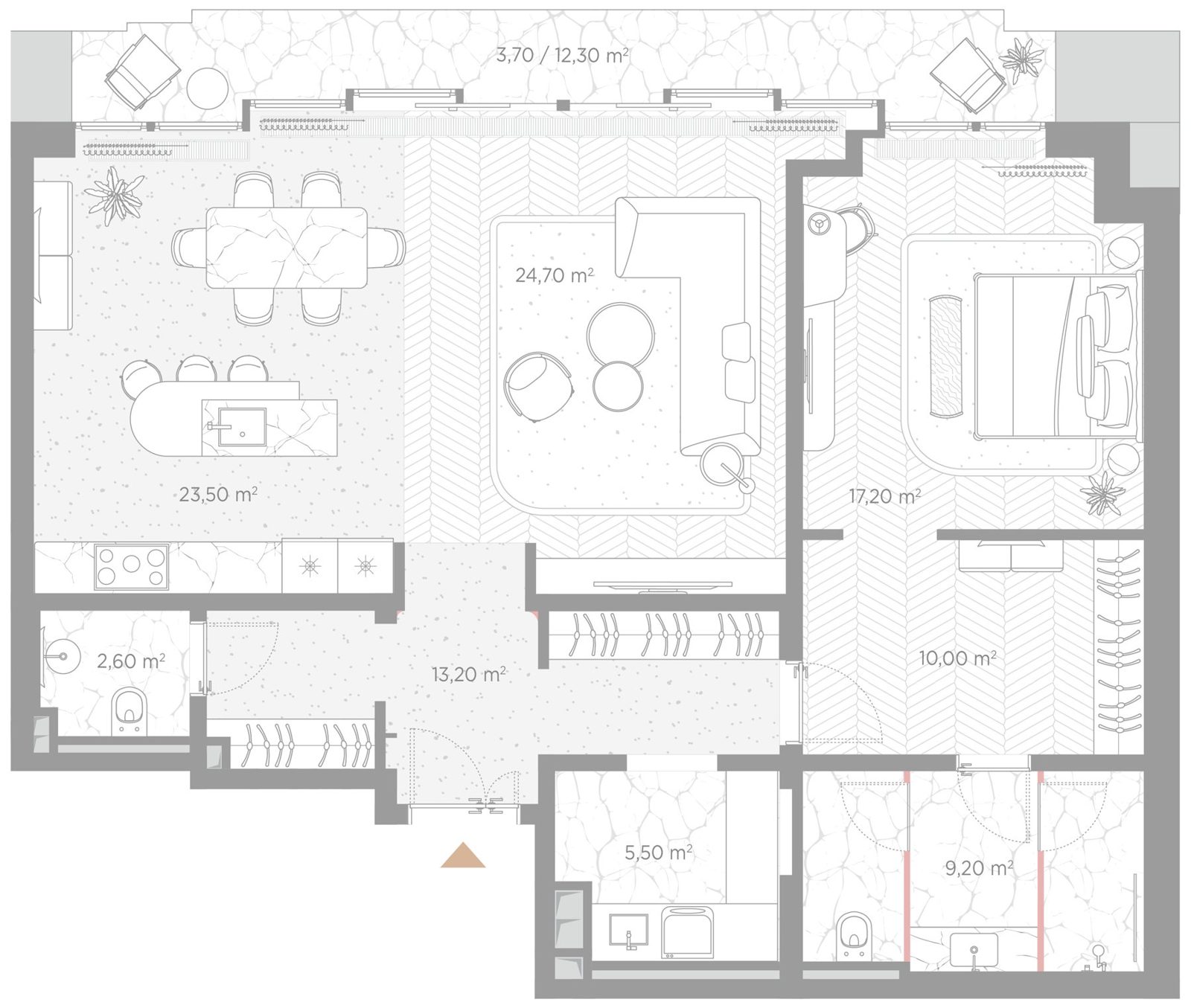 1-комнатная квартира, 109,6 м²