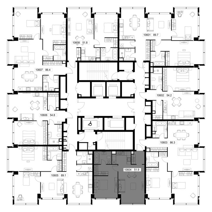 1-комнатная квартира, 51,9 м² — фото 2