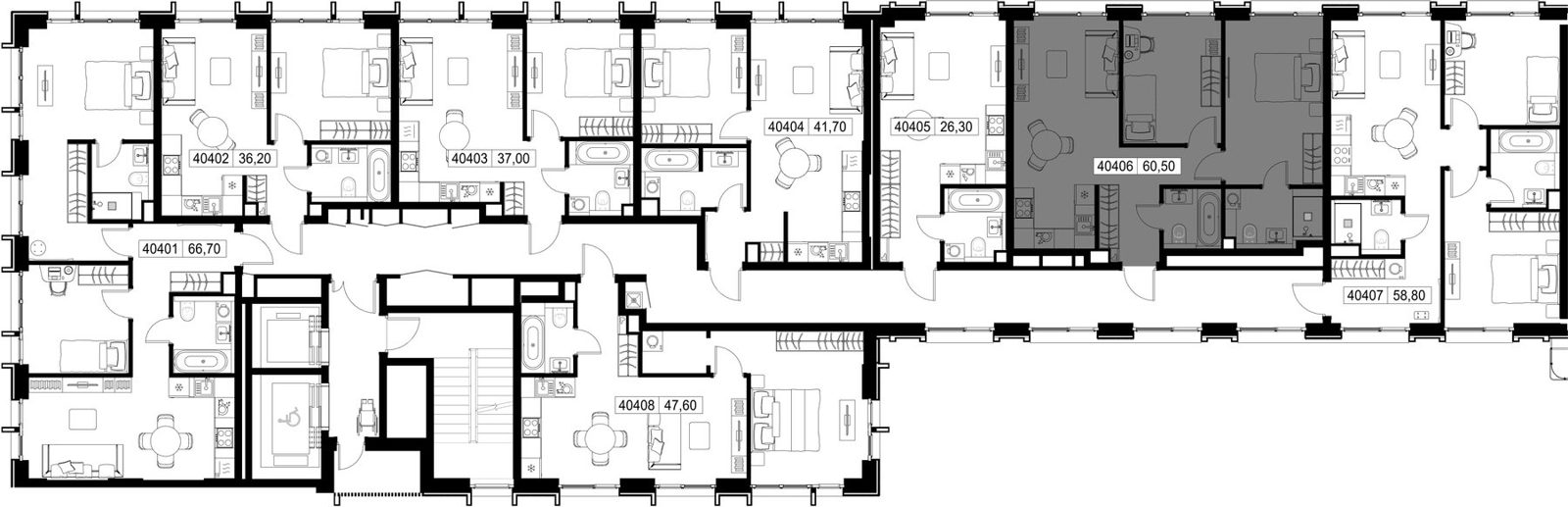 2-комнатная квартира, 60,5 м² — фото 2