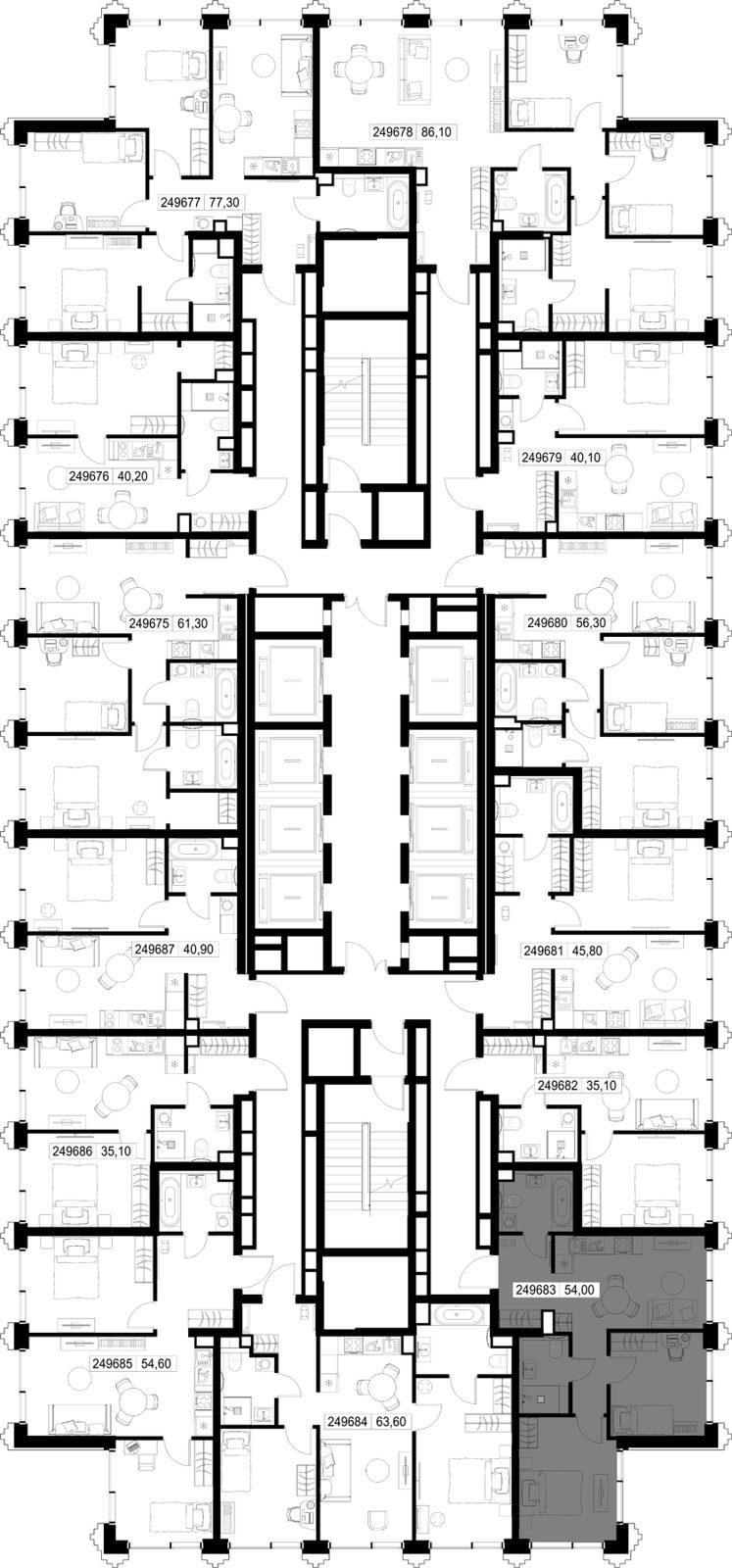 2-комнатная квартира, 54 м² — фото 2