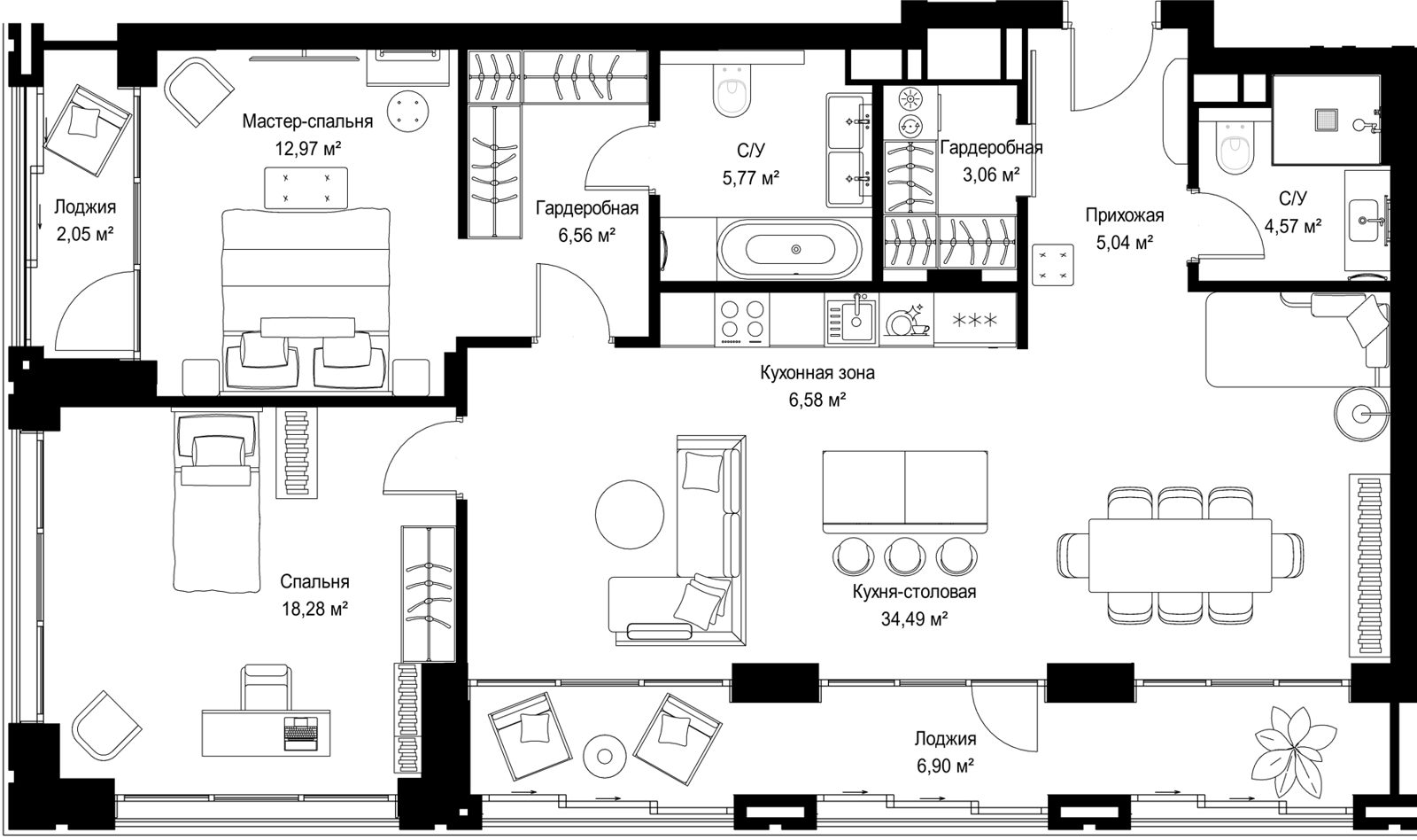 2-комнатная квартира, 106,3 м²