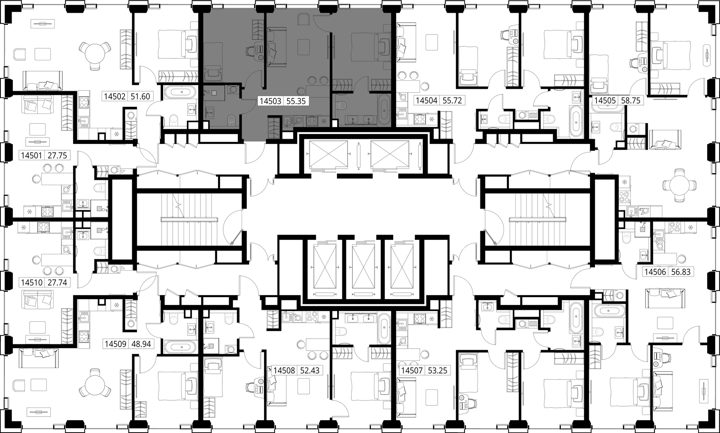 2-комнатная квартира, 55,4 м² — фото 2