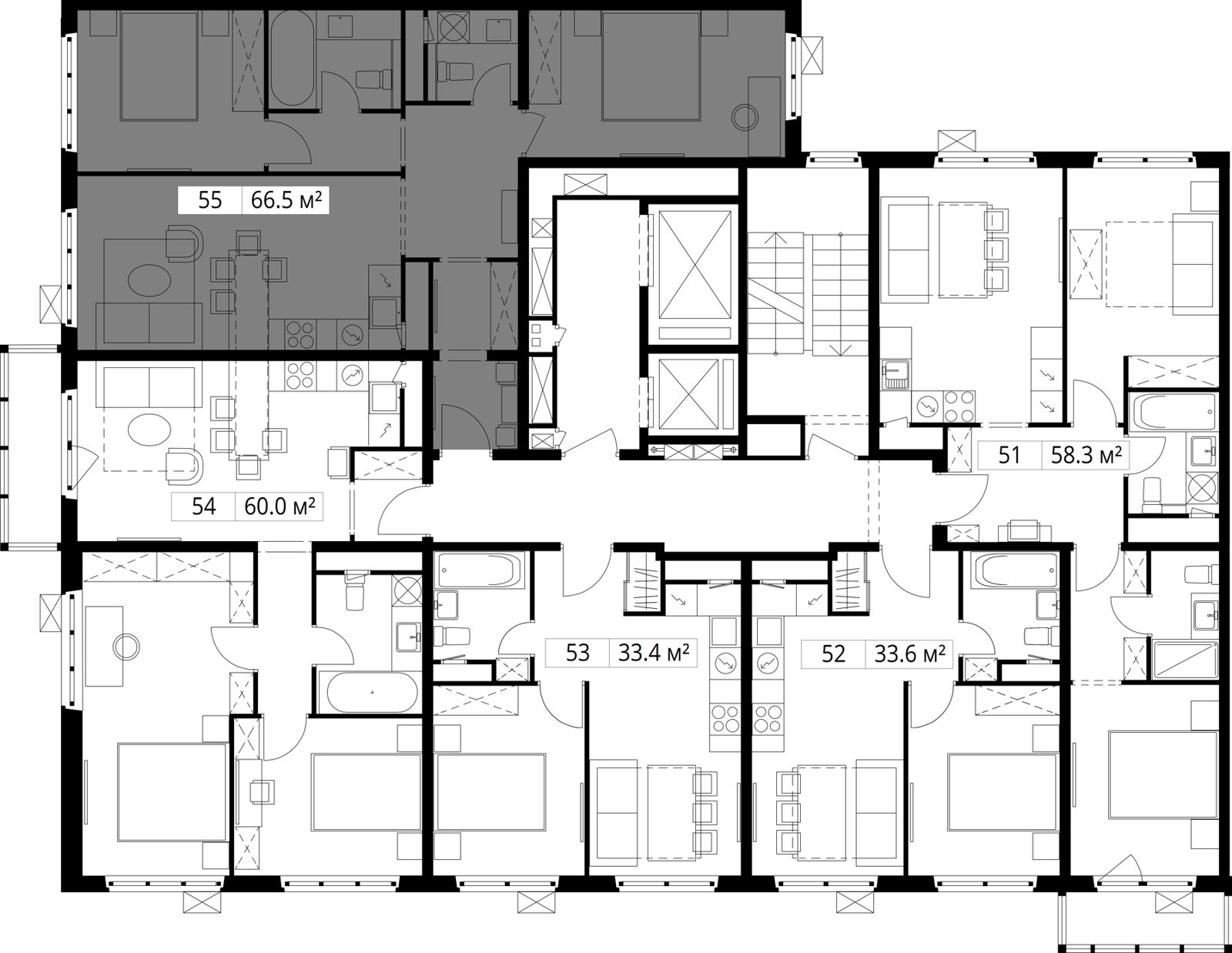 2-комнатная квартира, 66,5 м² — фото 2