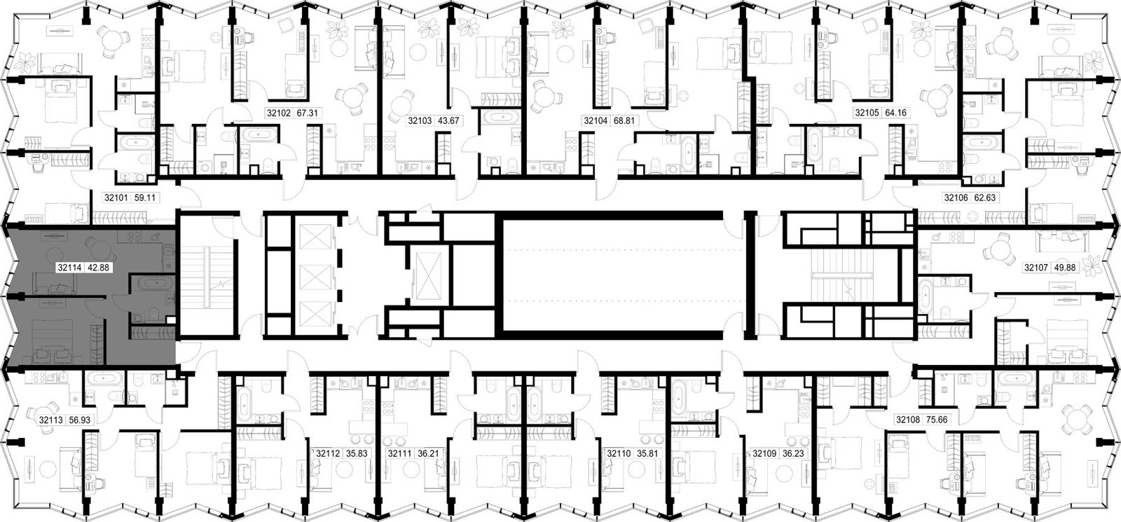 1-комнатная квартира, 42,9 м² — фото 2