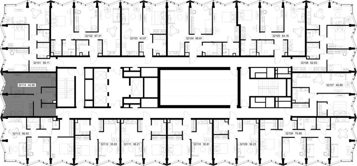 1-комнатная квартира, 42,9 м² — фото 2