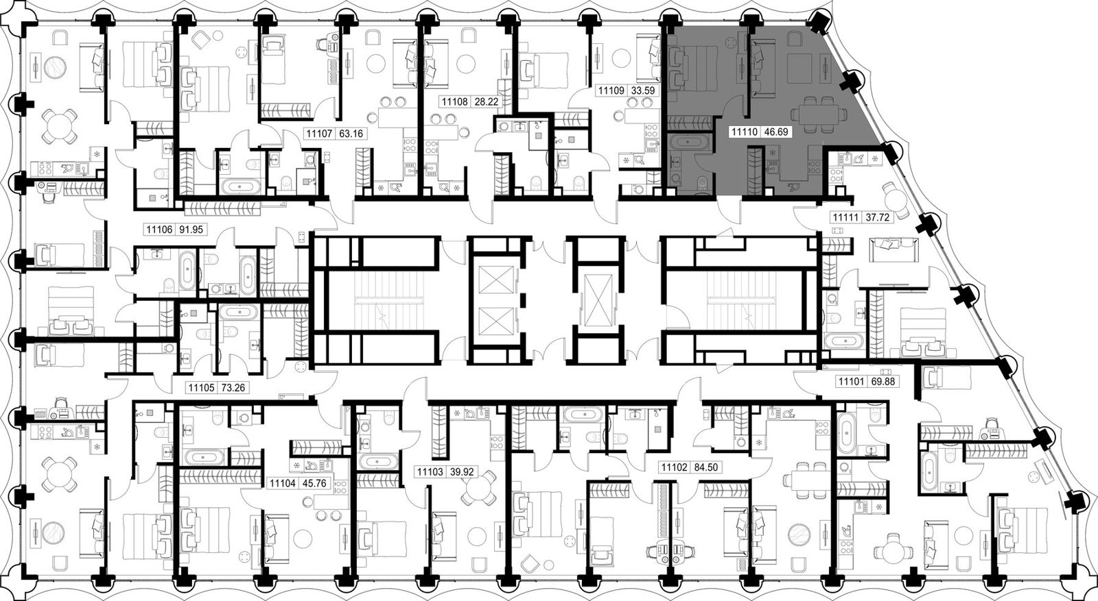 1-комнатная квартира, 46,7 м² — фото 2