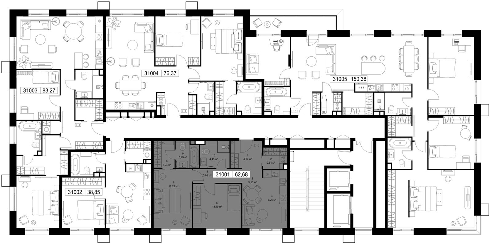 2-комнатная квартира, 62,7 м² — фото 2