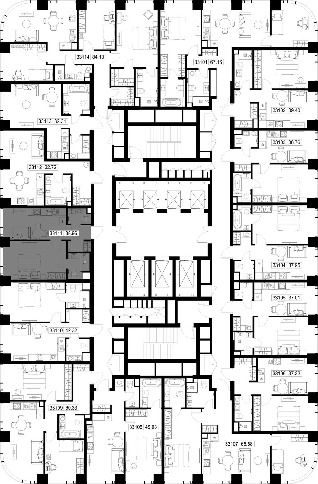 1-комнатная квартира, 39 м² — фото 2