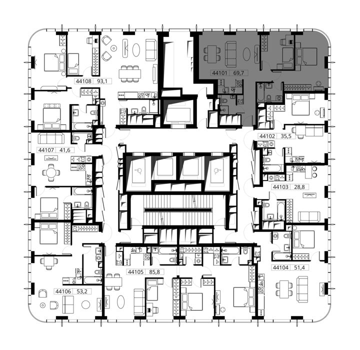 2-комнатная квартира, 69,7 м² — фото 2