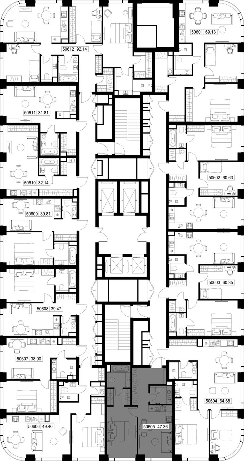 1-комнатная квартира, 47,4 м² — фото 2